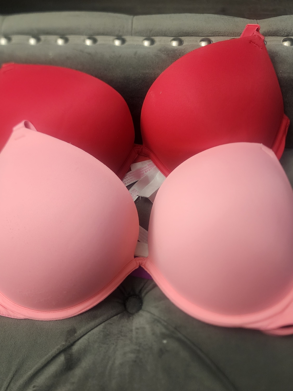 Women's Pink Push up bras - Soft Light Pink and Red. (2 Bras)